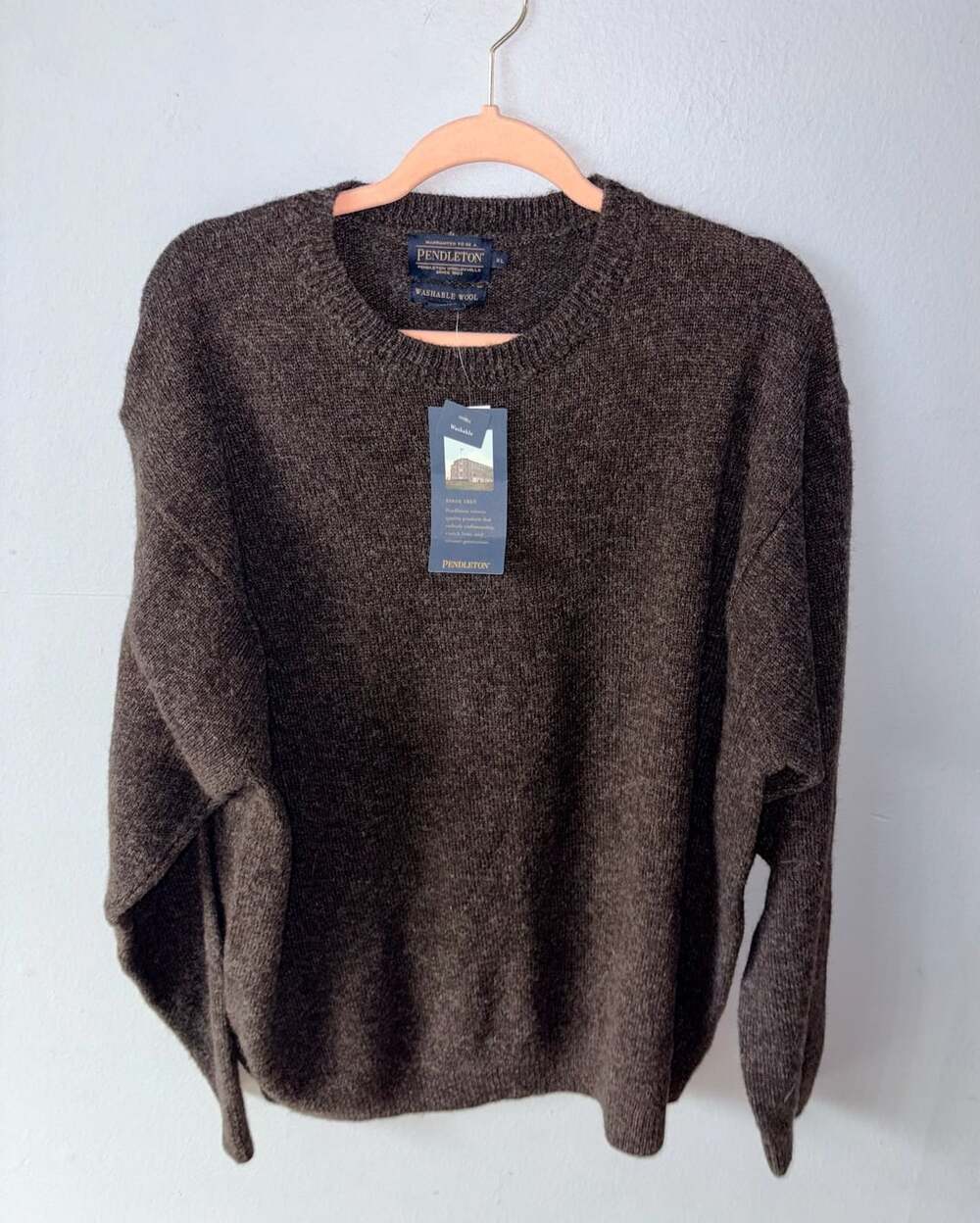 Pendleton Washable Wool Brown Crewneck Pullover Sweater Size XL New with Tags